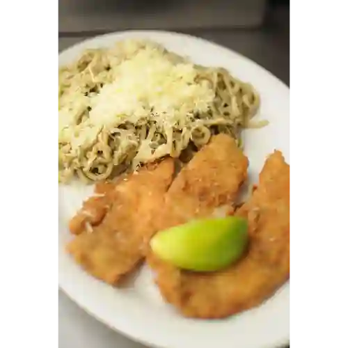 Milanesa de Pescado con Pasta