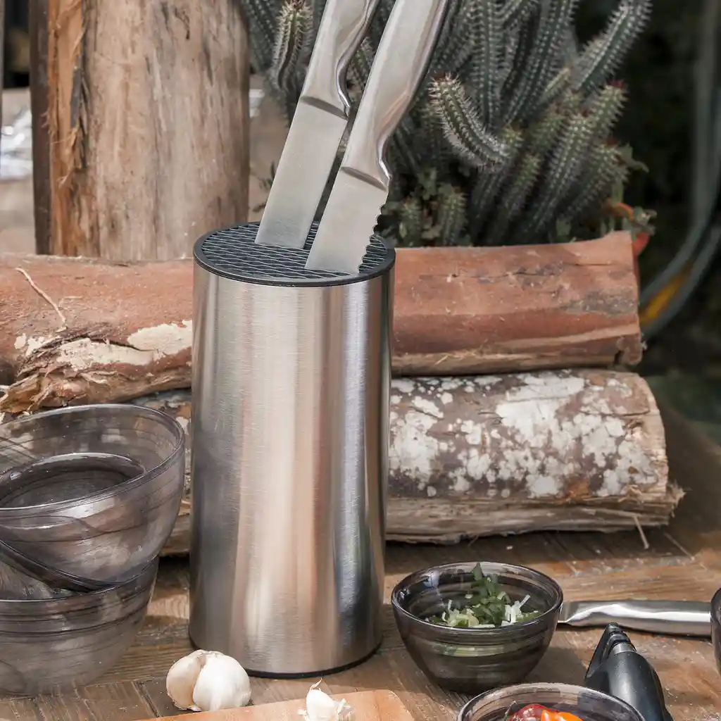 Ambiente Gourmet Bloque Para Cuchillos Cilindro en Acero