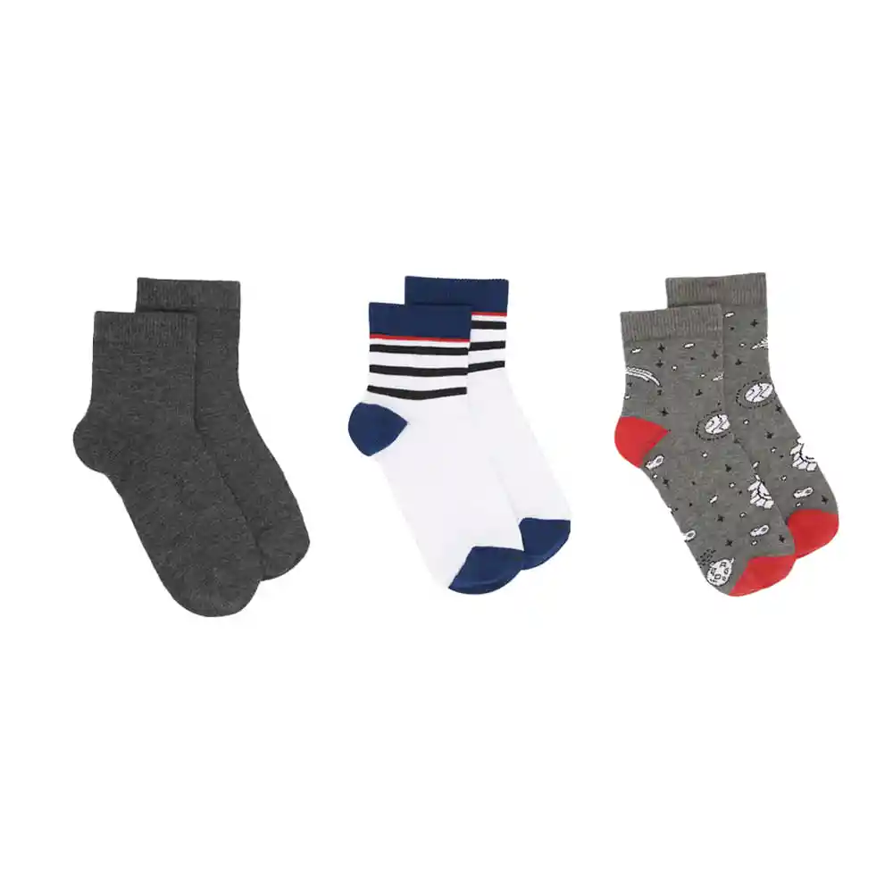 Calcetin Casual Pack X3 Infantil Niño (galaxia) Urb Talla 6-8