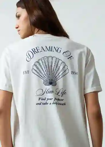 Camiseta Mujer Crudo Marfil Talla L Naf Naf