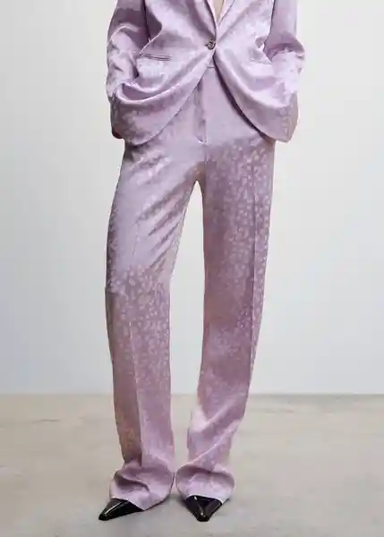Pantalón Topete Malva Talla 34 Mujer Mango