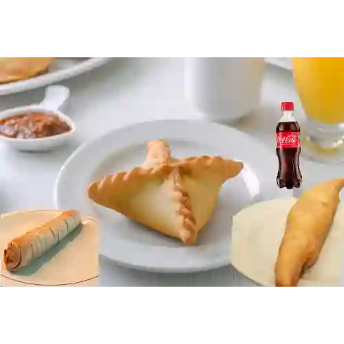 Salchiqueso, Leche Cortada, Dedito de Queso, Coca Cola