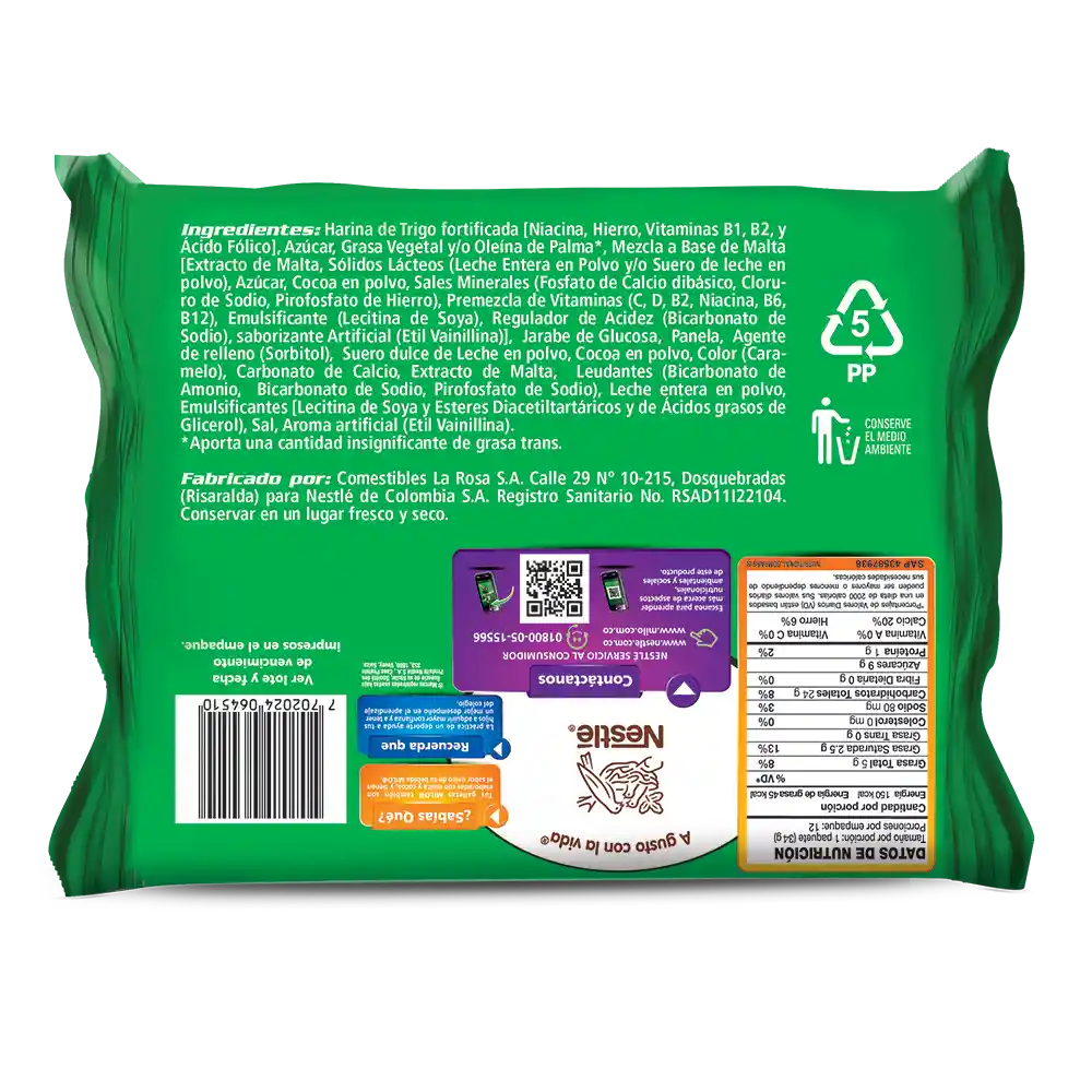 MILO Anillos galletas tipo sándwich rellenas con crema x 32,5g