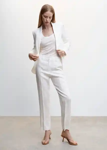 Pantalón Boreli Blanco Talla 46 Mujer Mango