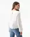 Blusa Eyelet Longsleeve Blanco 0 Claro Talla M Chevignon