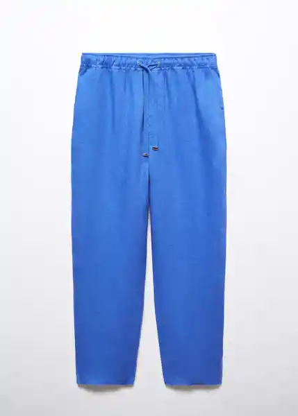 Pantalón Linen Azul Talla XL Mujer Mango