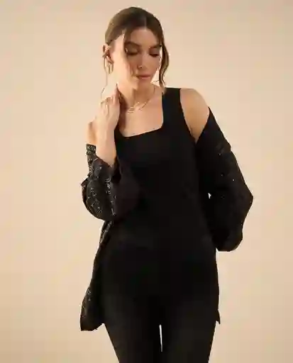 Camiseta Puro Negro Ultraoscuro Talla S 402G220 Esprit