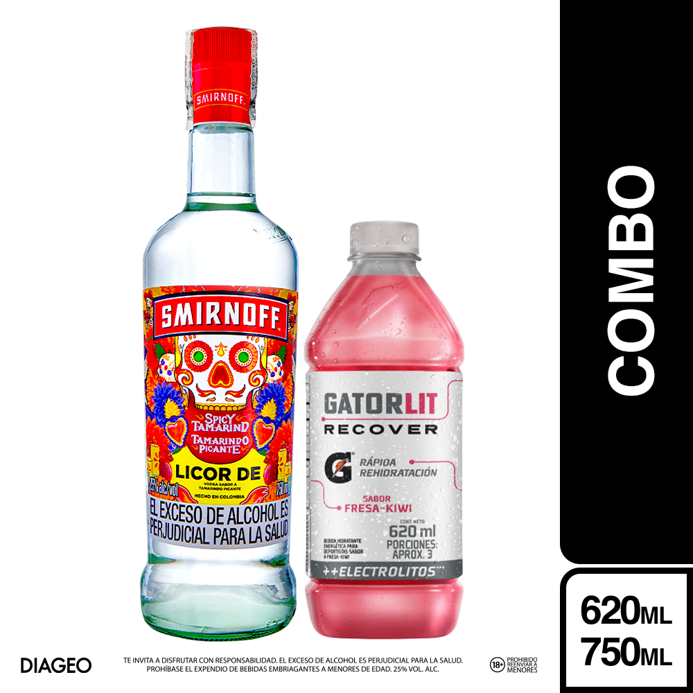 Combo Smirnoff Spicy Tamarind + Hidratante Gatorlit Fresa Kiwi
