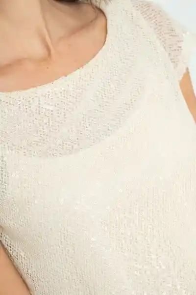 Blusa Lentejuelas Color Marfil Talla M Ragged