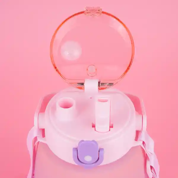 Vaso Plástico Con Correa Hombro Degradado Rosa 1300 mL Miniso