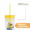 Vaso de Plástico Con Pitillo Amarillo Colección Minions Miniso