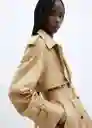 Abrigo Trench Fluid Camel Talla 18 Mujer Mango