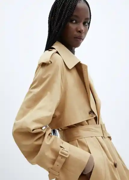 Abrigo Trench Fluid Camel Talla 18 Mujer Mango