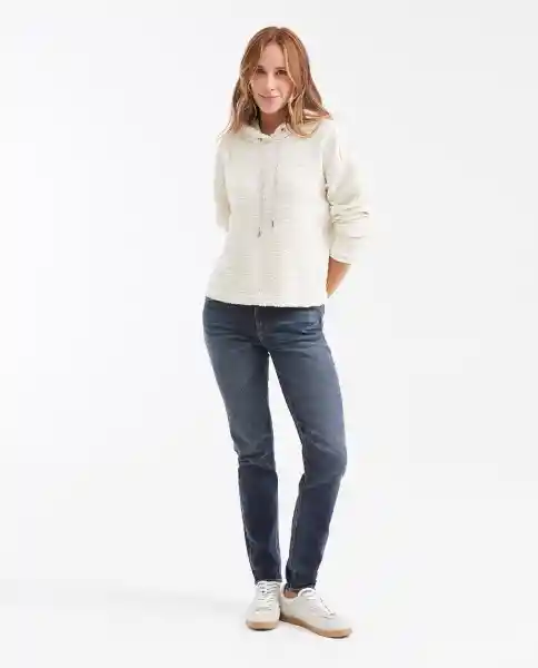 Buzo Hoodie Shiny Cord Crudo Cannoli Claro Talla L Chevignon