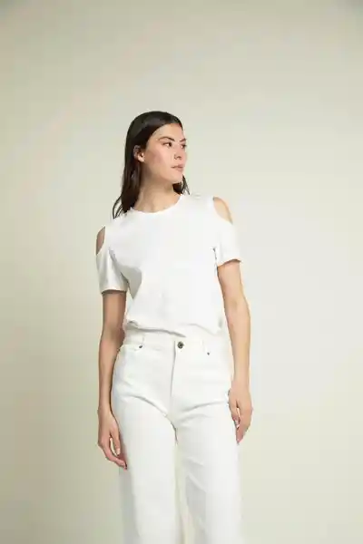 Camiseta Manga Corta Para Dama de Blanco Talla XS