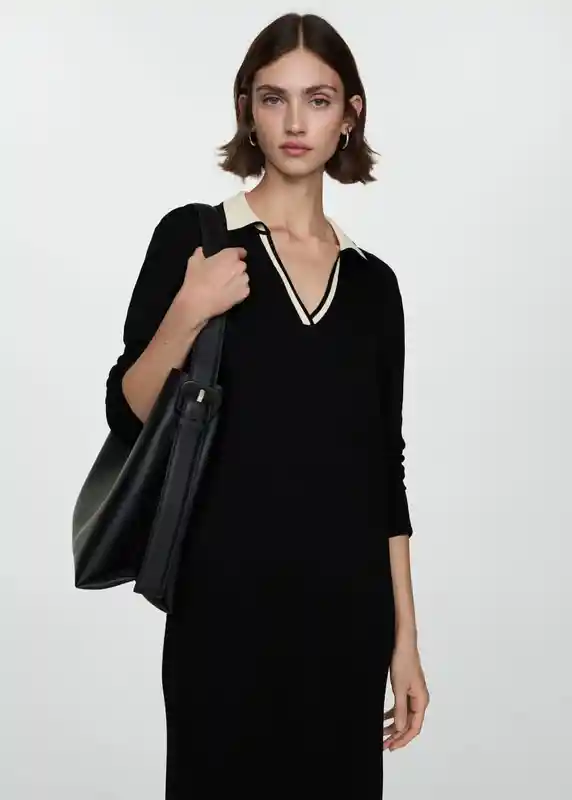 Vestido Bianca-a Negro Talla S Mujer Mango