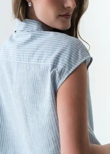 Camisa Karol Mujer Azul Colonia Medio Talla M 513G357 Naf Naf