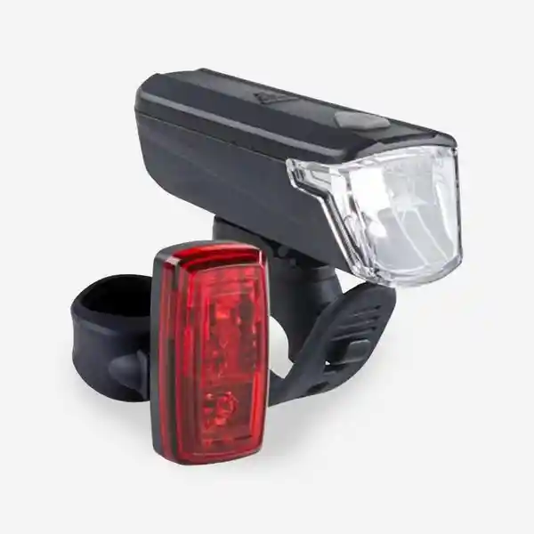 Luz Delantera y Trasera Ciclismo St110 Elops - Negro Decathlon