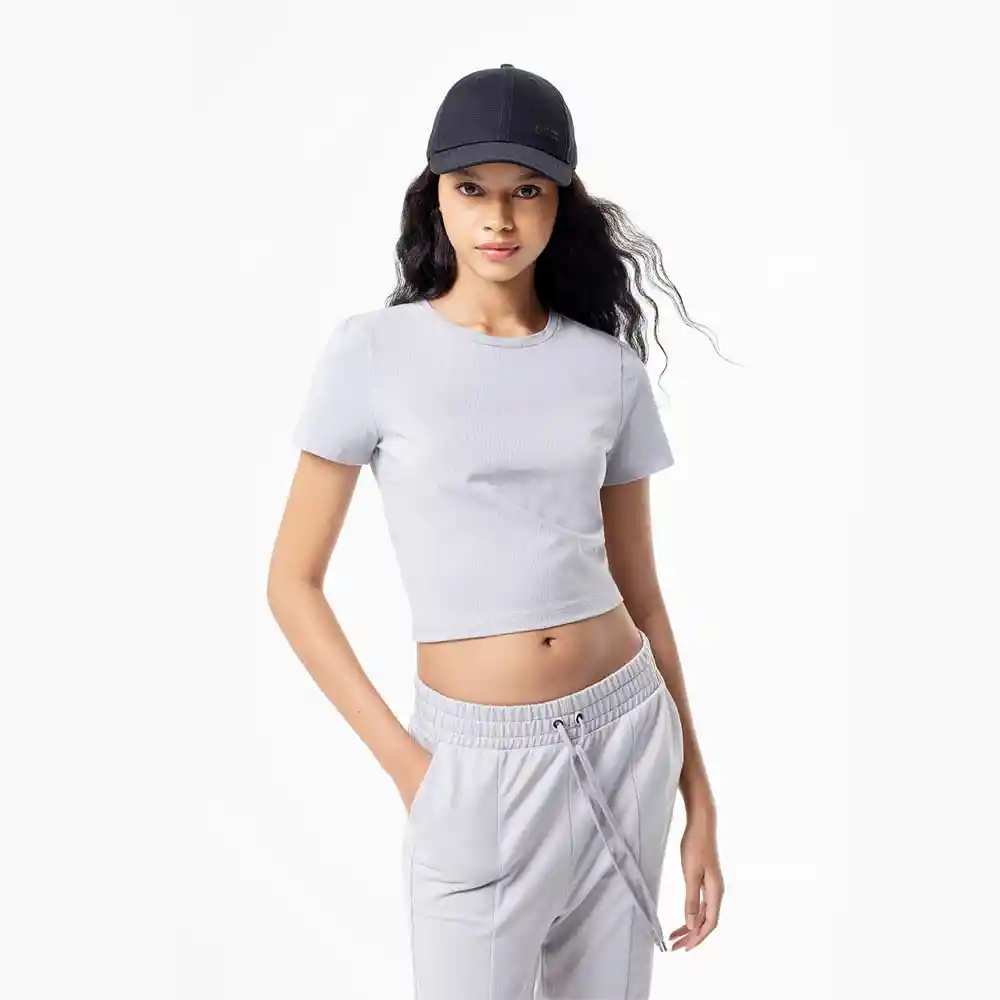 Camiseta Manga Corta Silueta Ajustada en Algodón Femenino Lovit Gef Talla Xs