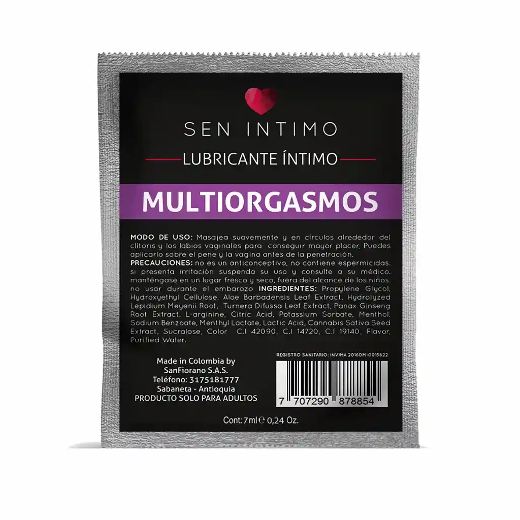 Sen Intimo Lubricante Multiorgasmo Sachet