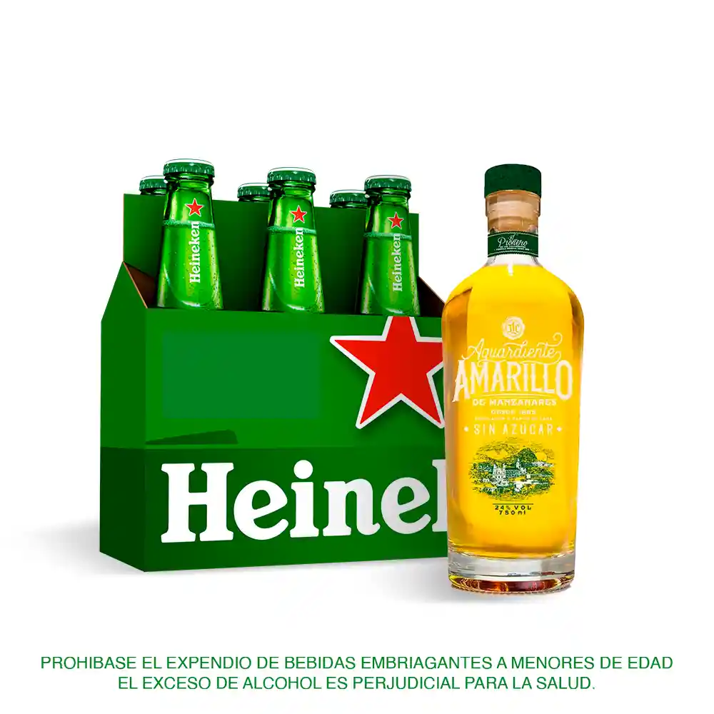 Six Pack Cerveza Heineken En Lata 330 Ml + Amarillo Manzanares 750 Ml