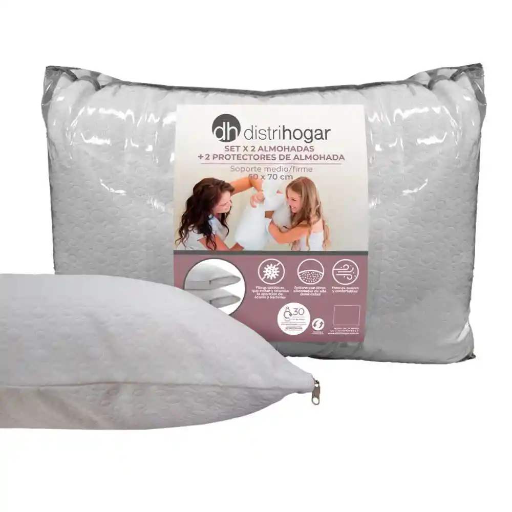 Set X 2 Almohada+protector Jaquard 50x70 Pol. Distrihogar Pt02110 - E13173