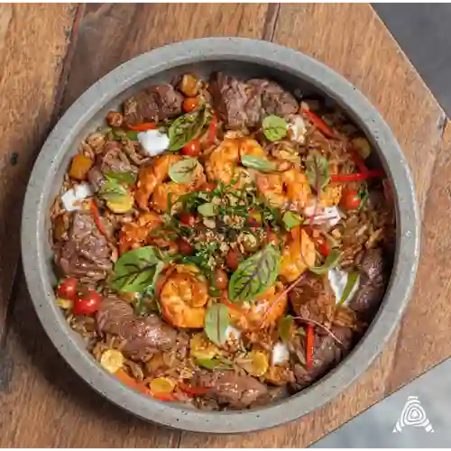 Arroz con Lomo y Camarón