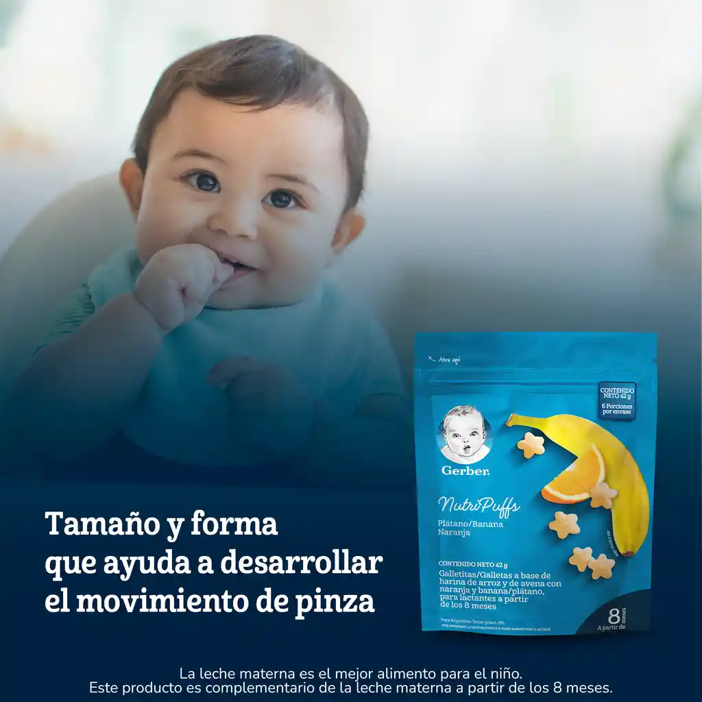 Snack para bebés GERBER Nutripuffs Banana Naranja Bolsa x 42g