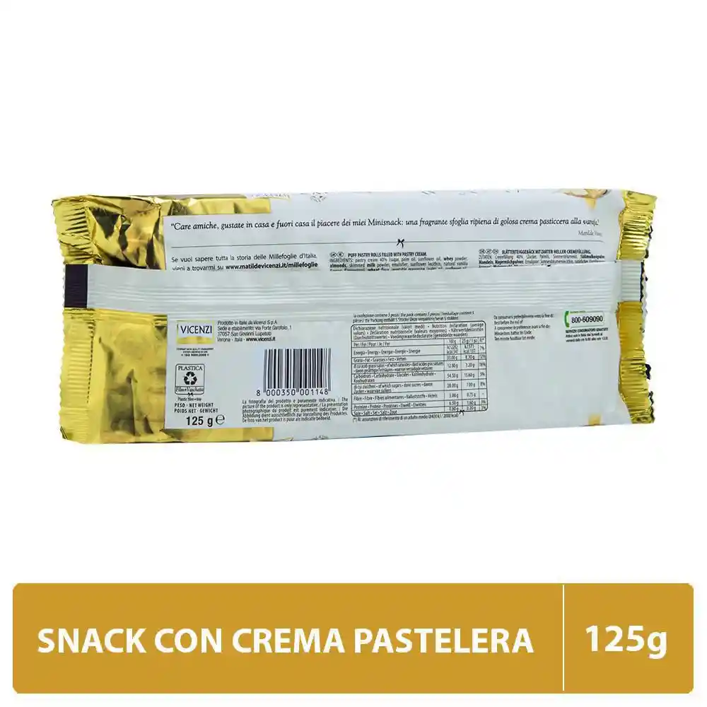 Vicenzi Galleta Mini Snack con Crema Pastelera