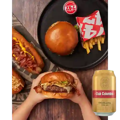 Combo Hamburguesa Americana + Club Col. Dorada Lata 330ml