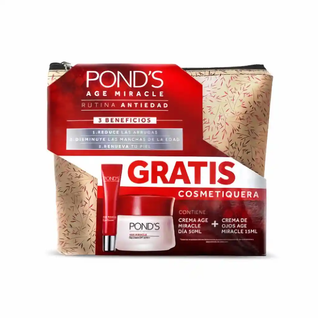    Ponds  Age Miracle Crema Antiedad + Crema De Ojos Age + Cosmetiquera  