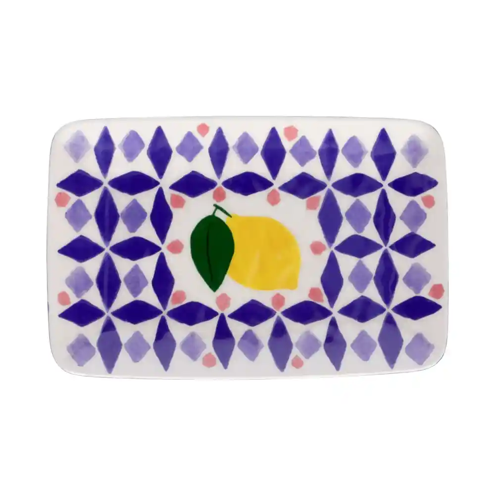 Plato Rectangular Con Diseño de Ceramica