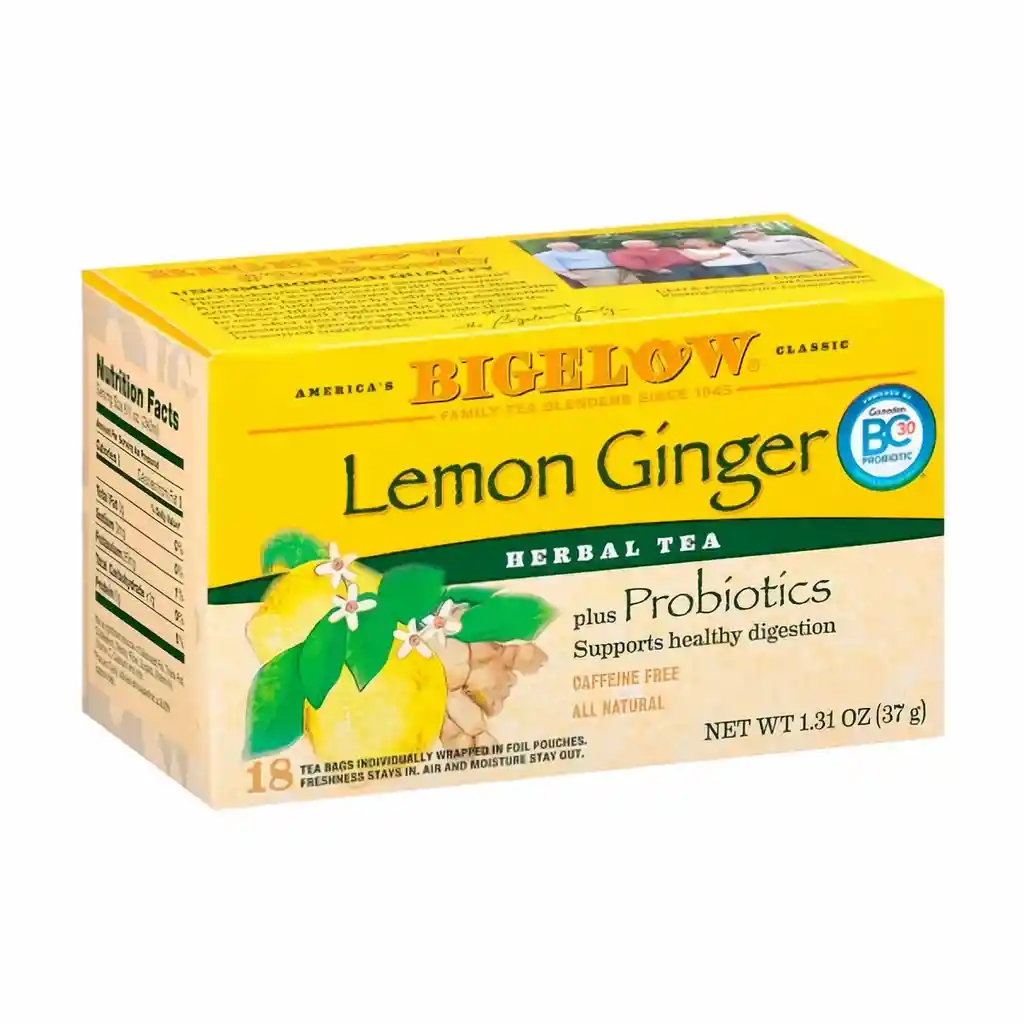 Bigelow té Herbal Limón y Jengibre Más Probióticos 37 g