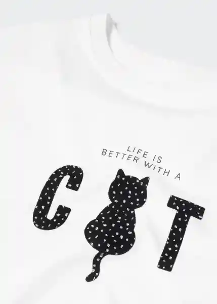 Camiseta Cat Off White Talla 10 Niña Mango