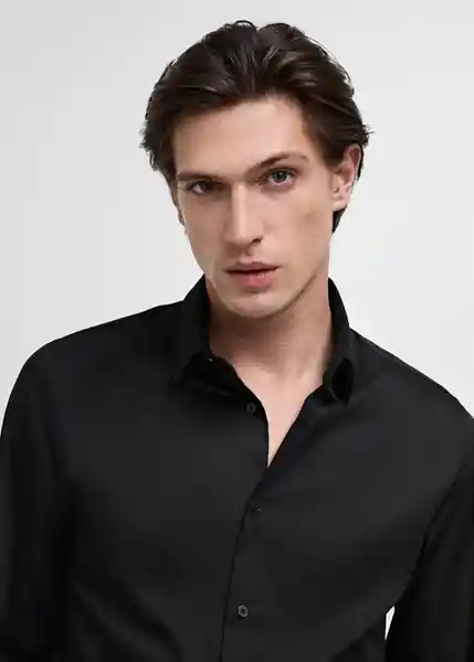 Camisa Emotion Negro Talla XL Hombre Mango