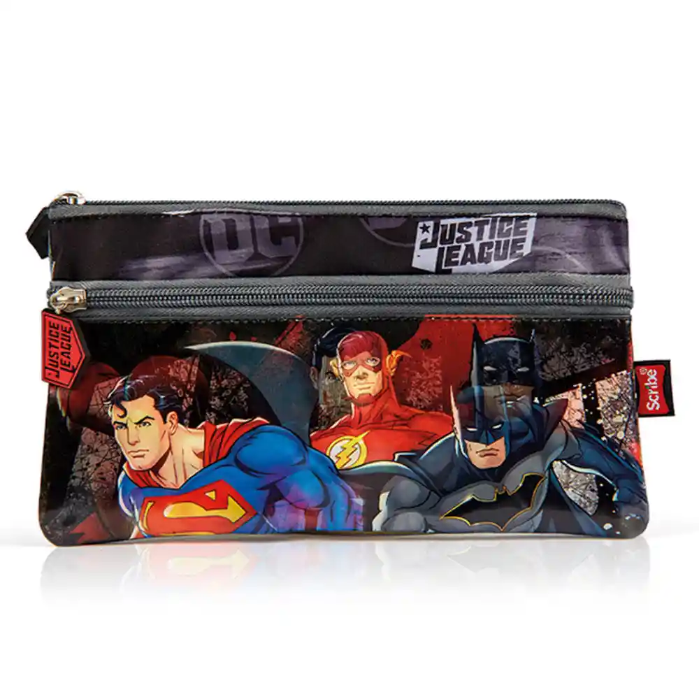 Cartuchera Liga Justicia 3 Secciones Scribe