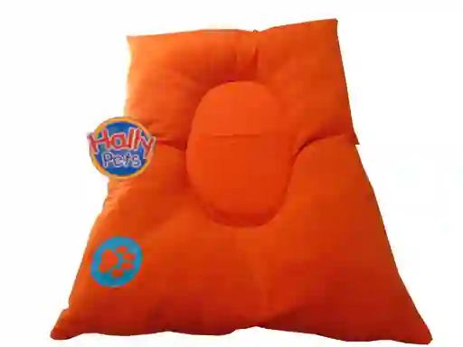 Colchón Premium Grande Huella Bordada Para Mascota Naranja