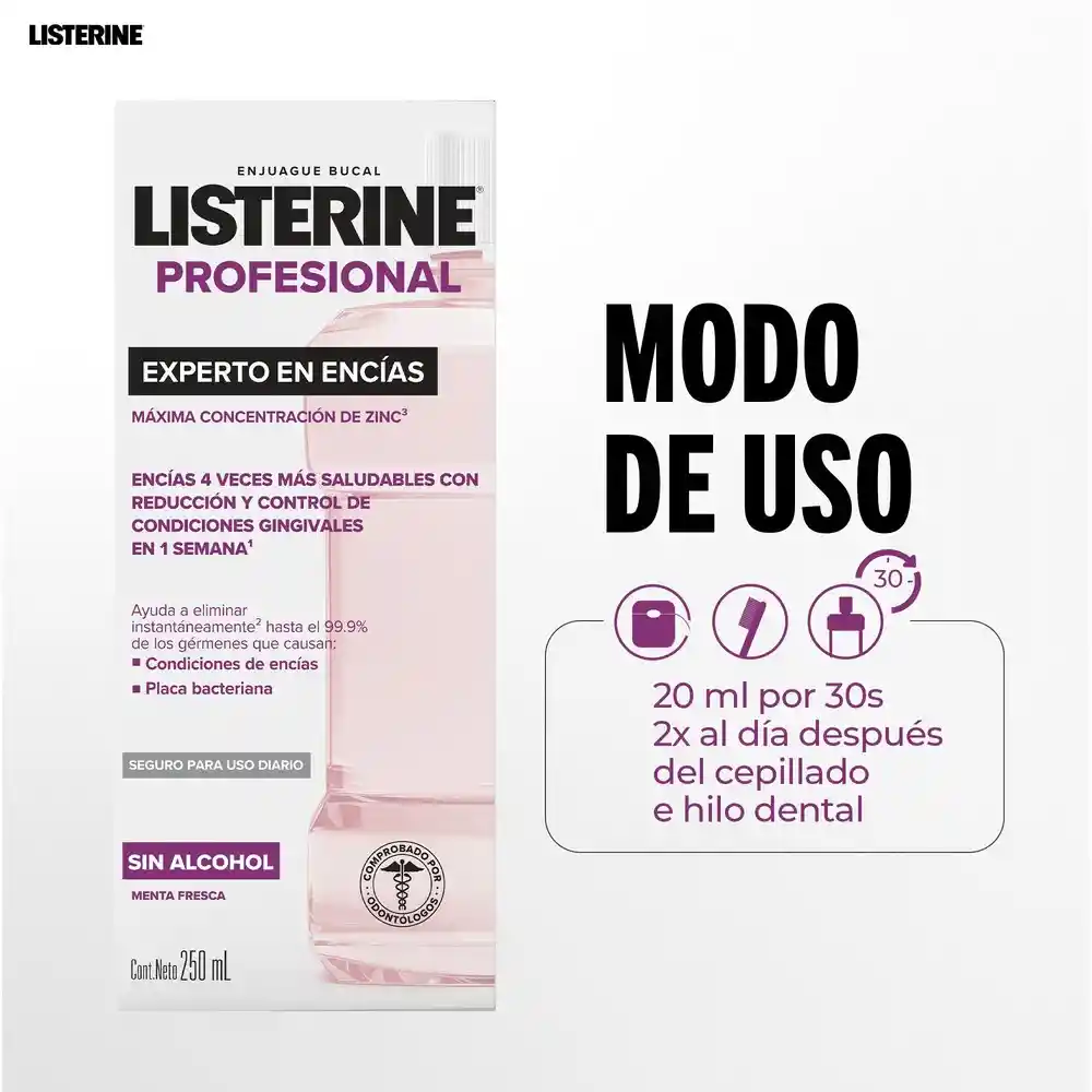 Enjuague Bucal LISTERINE Profesional​​ Experto En Encías 250mL
