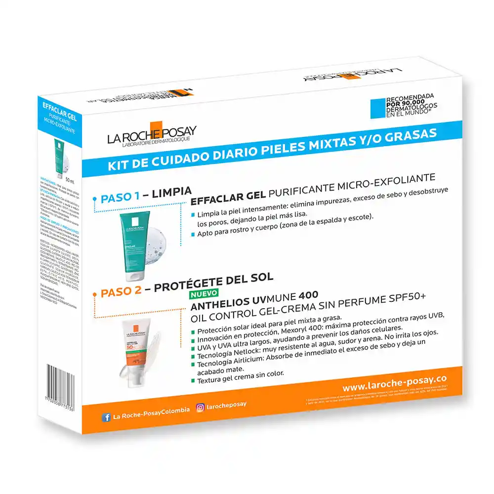 La Roche Posay Kit Cuidado Piel Anth Ts Gel Uv + Gel Limpieza