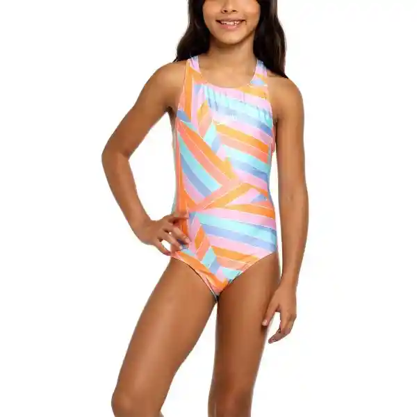 Vestido de Baño Medalist Jr Biarritz Stripes Talla 14 Speedo