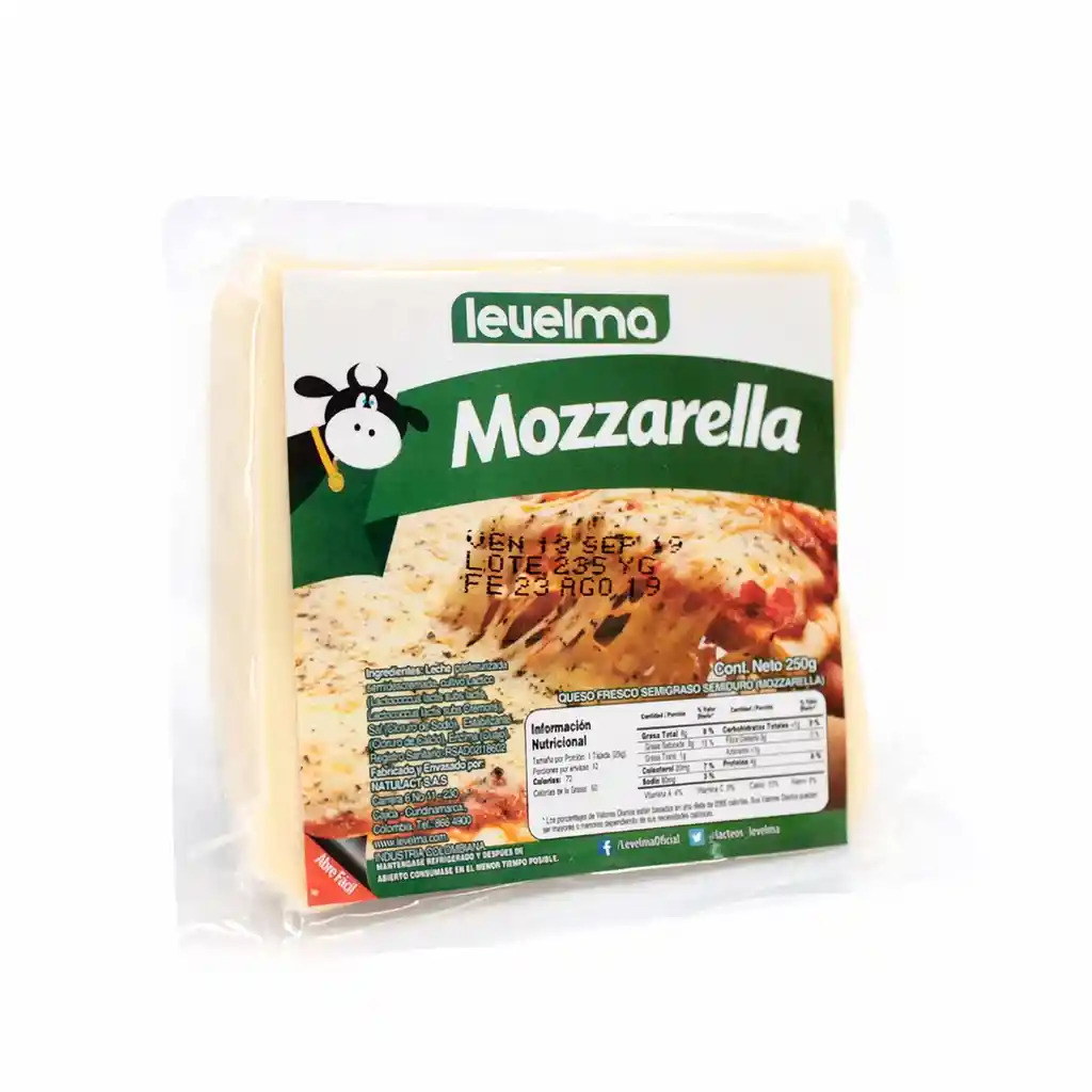 Queso Mozzarella Fresco Semigraso y Semiduro Bloque