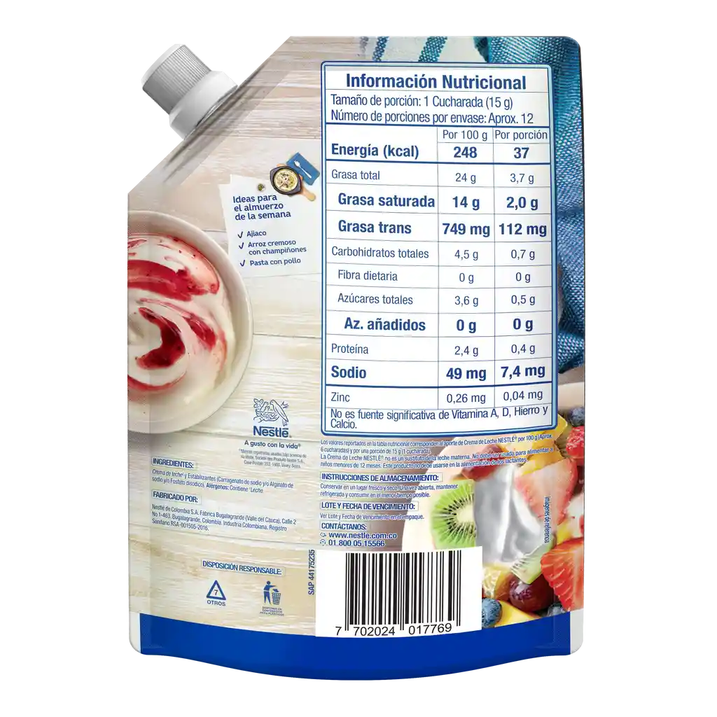 Crema de Leche NESTLÉ x 186g