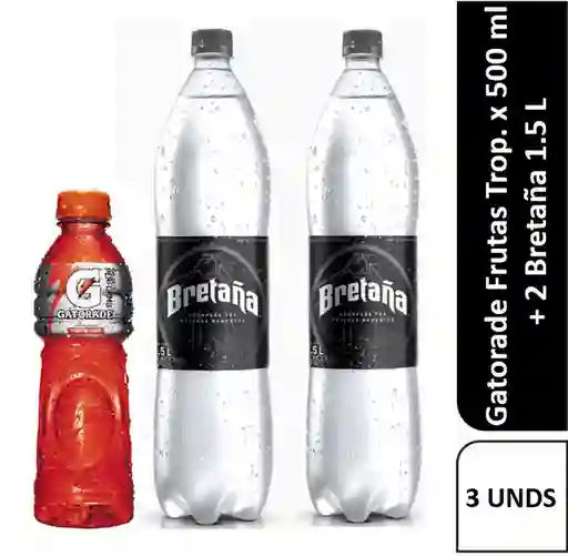 Combo 2 Sodas Bretaña Pet x 1.5L + Gatorade Frutas Tropicales