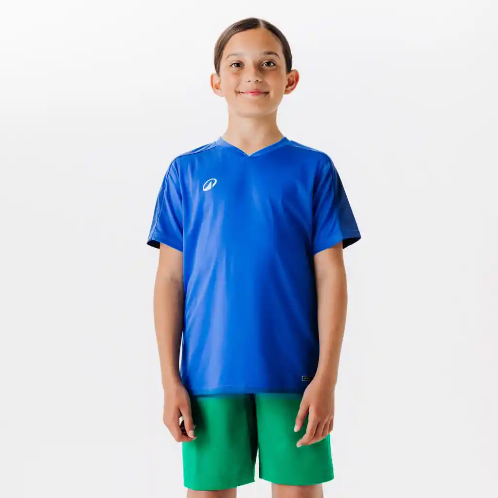 Camiseta de Fútbol Unisex Kipsta Essentiel Manga Corta Azul