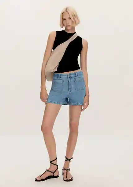 Short Clea Tejano Medio Talla 38 Mujer Mango