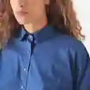 Blusa Cuello Camisero Manga Corta Azul Talla M 727525