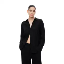 Camisa Overside Manga Larga en Tejido Plano Femenino Lilid Gef Talla M