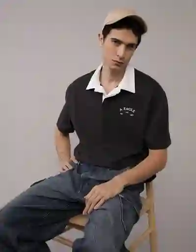 Polo Hombre Negro Talla: XXL 4881167 American Eagle