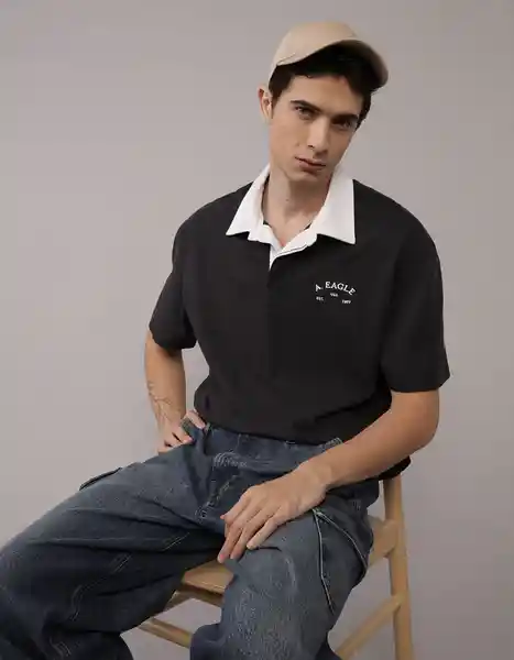 Polo Hombre Negro Talla: XXL 4881167 American Eagle