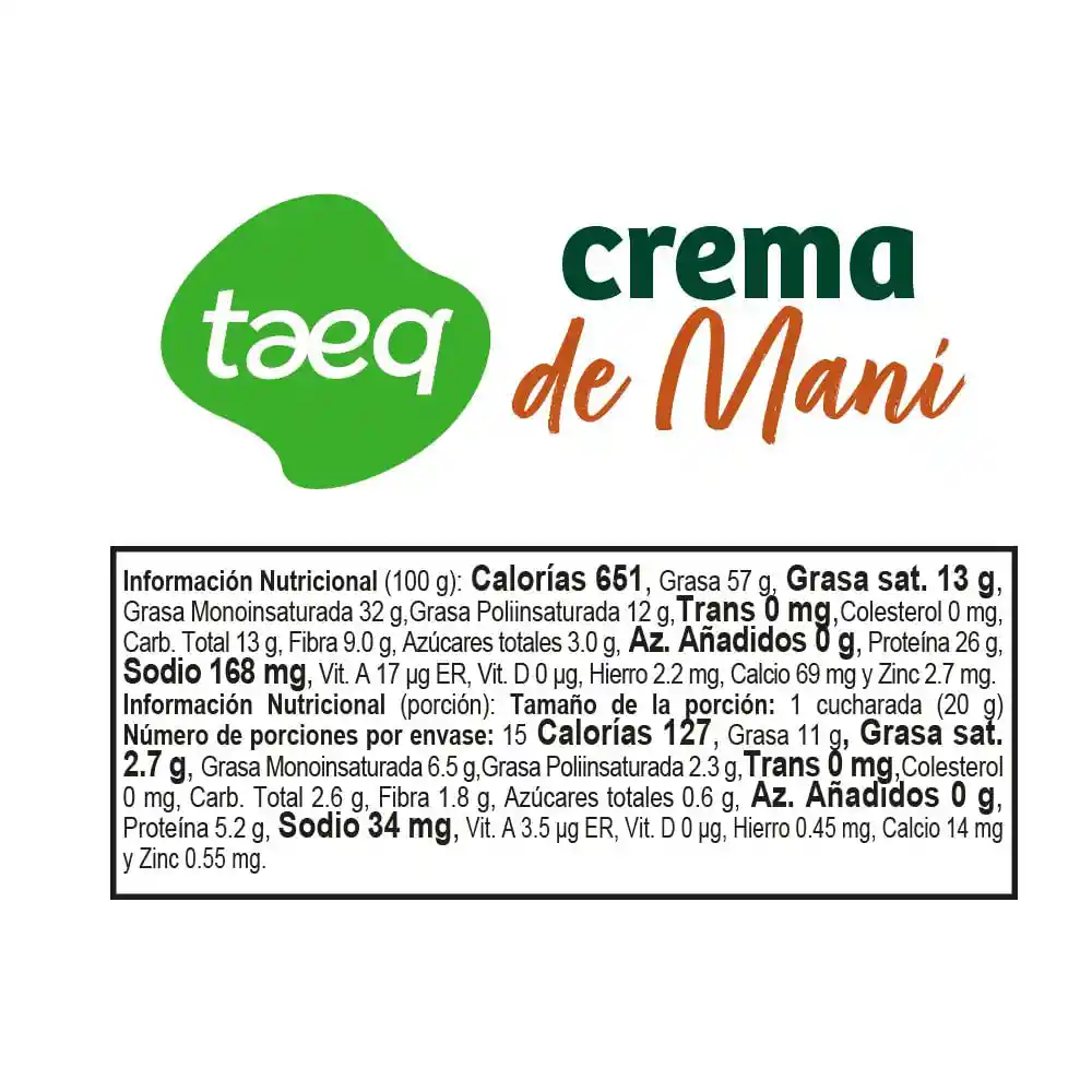 Crema de Mani 100 % Taeq